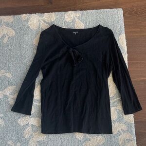 Garnet Hill Women's Black Long Sleeve Cotton Tee